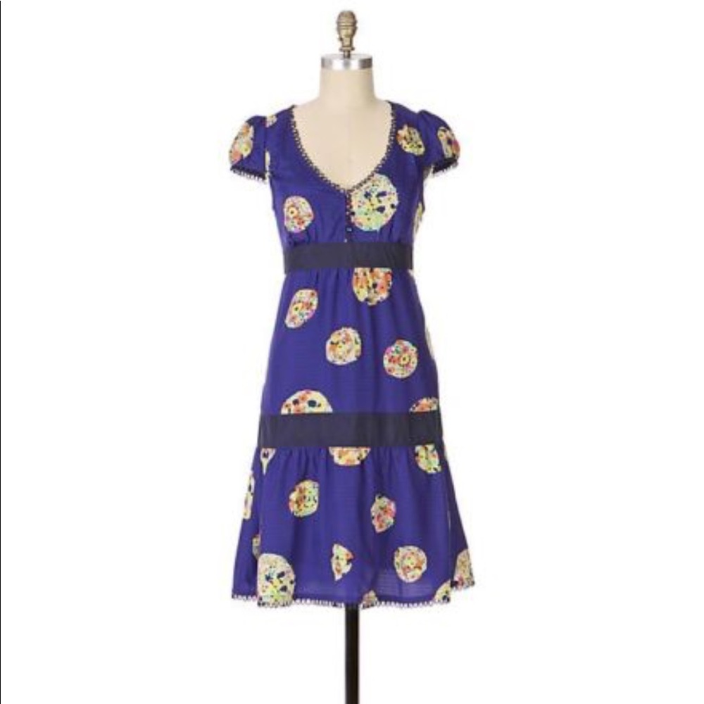 Maeve 100% silk floral blue dress